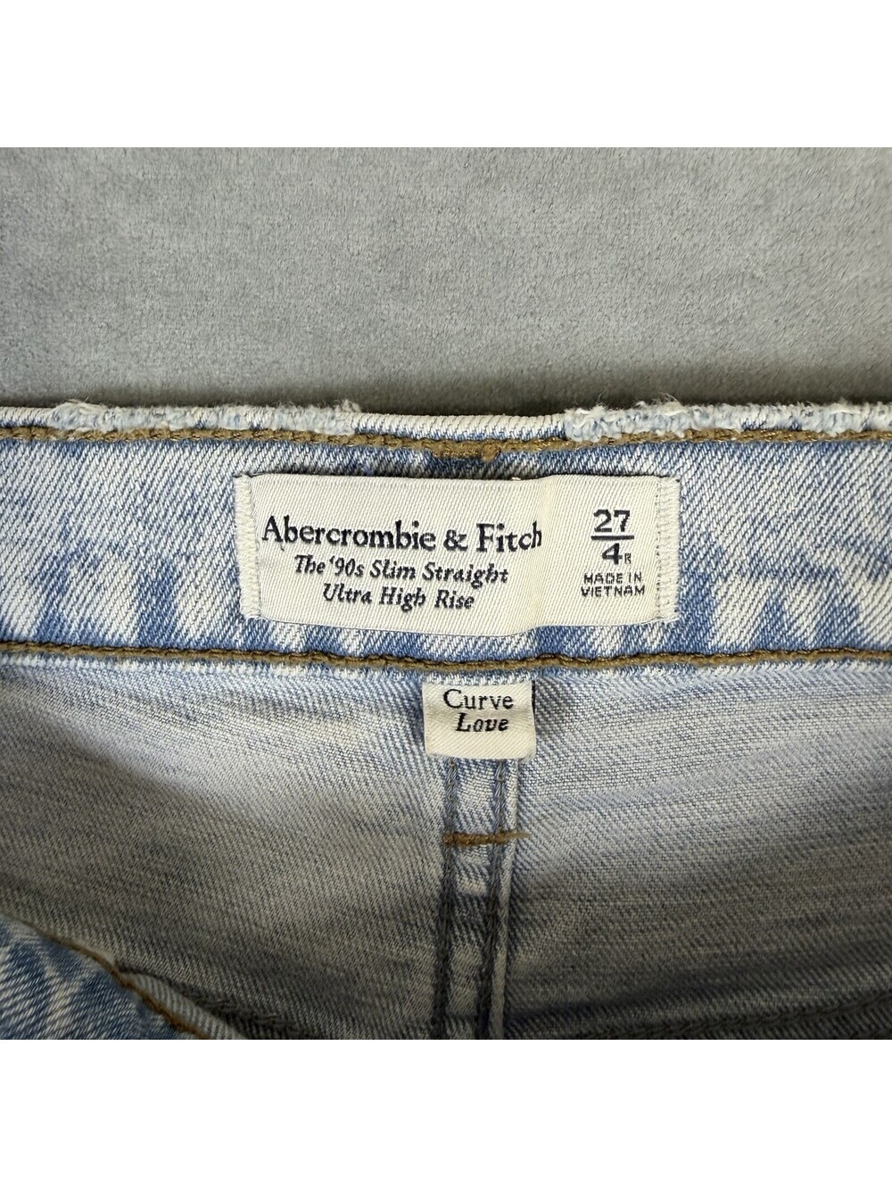 Abercrombie & Fitch 90s Slim Straight Ultra High Rise Curve Love Jeans 27/4 Blue - Picture 5 of 7